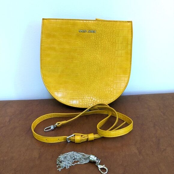 Sassy Jones Bianca Block Yellow Leather Crossbody Bag Adjustable Strap - Picture 5 of 5